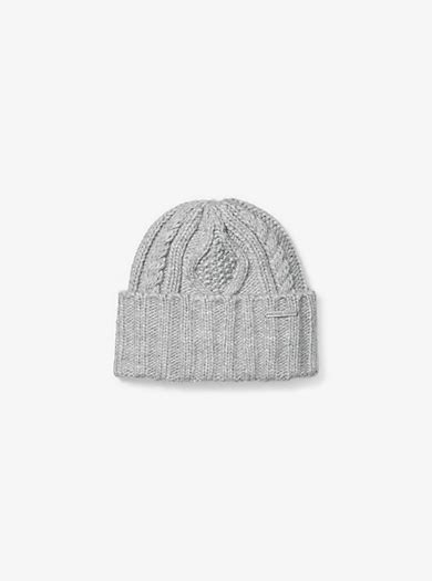 MICHAEL Michael Kors Soft Knit Tangled Aran Cuff Pom Beanie